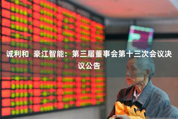 诚利和  豪江智能：第三届董事会第十三次会议决议公告