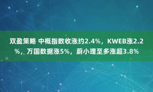 双盈策略 中概指数收涨约2.4%，KWEB涨2.2%，万国数据涨5%，蔚小理至多涨超3.8%
